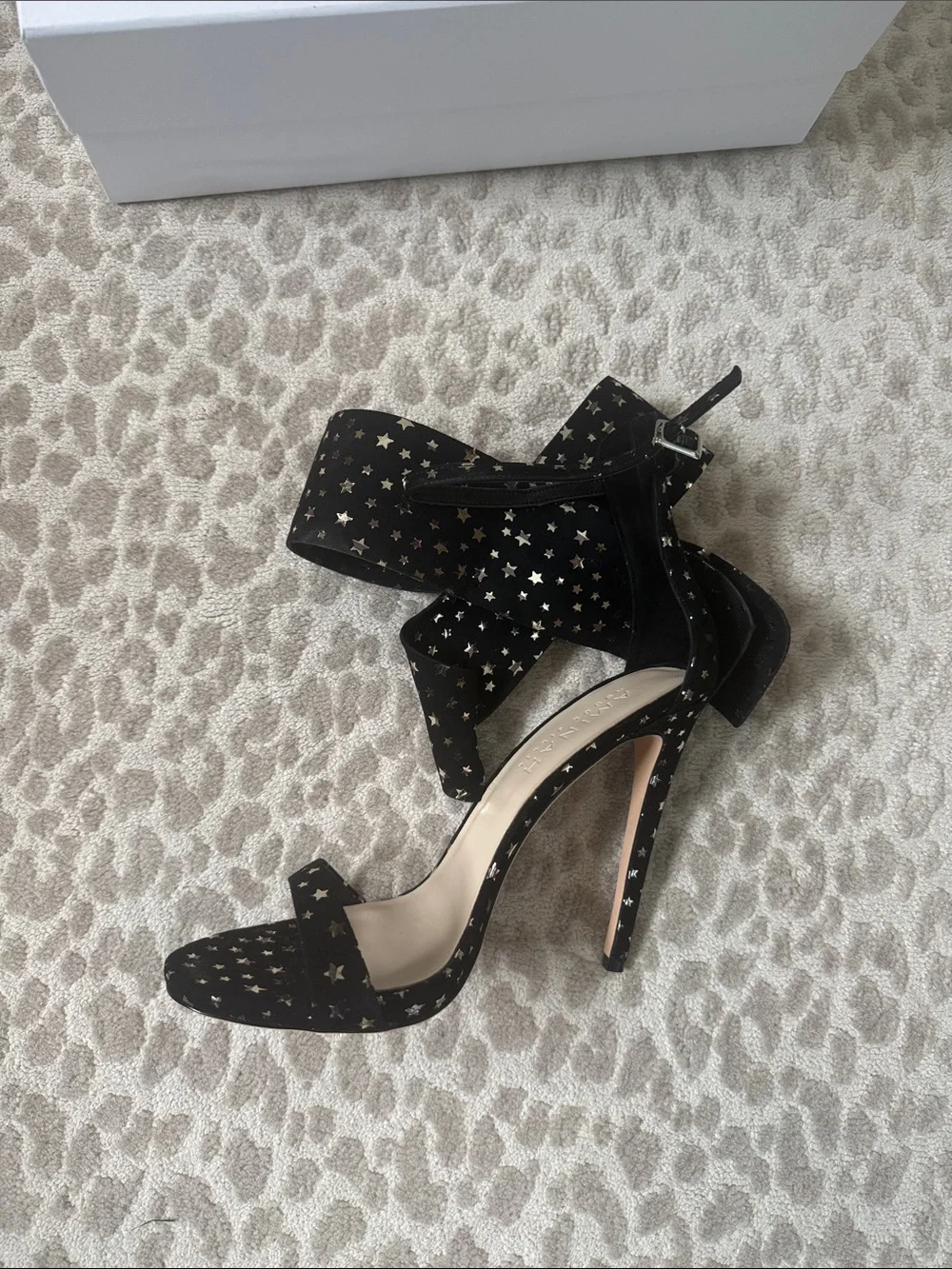 Caparros Black Star-Embellished Ankle-Tie Stilettos